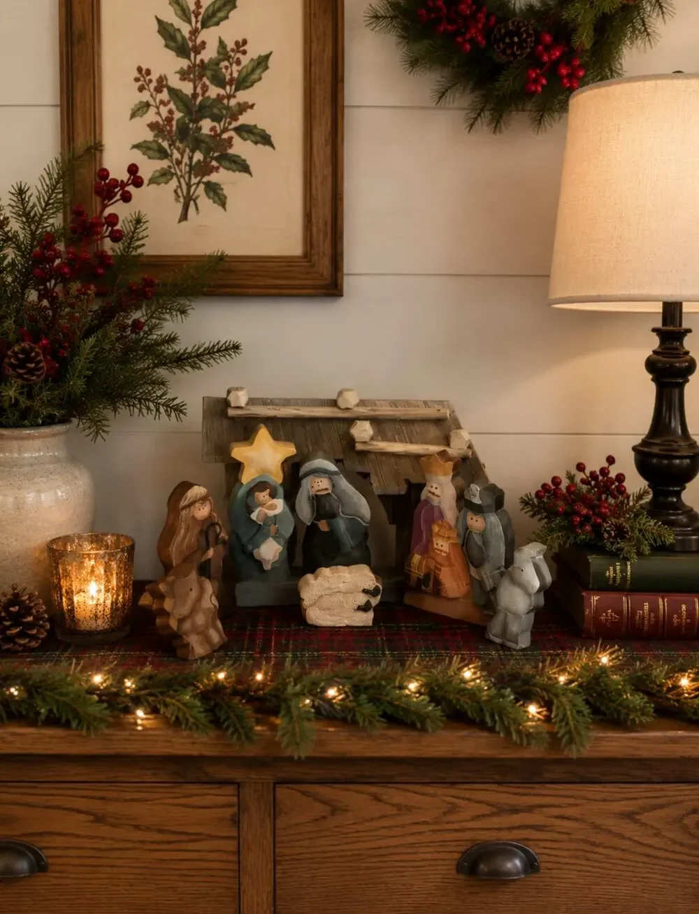 Vintage 1980s 1990s 8 Piece Wood Nativity Set